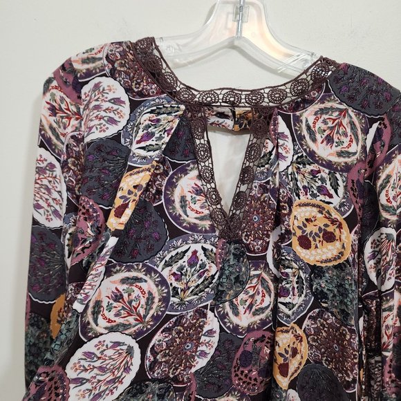 Umgee boho oversized short dress / tunic top V cut out back woman's size medium - Picture 5 of 12